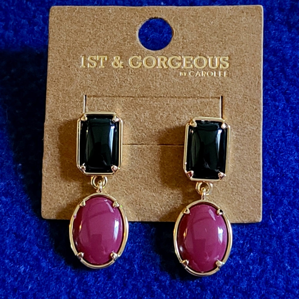 Garnet and black earrings